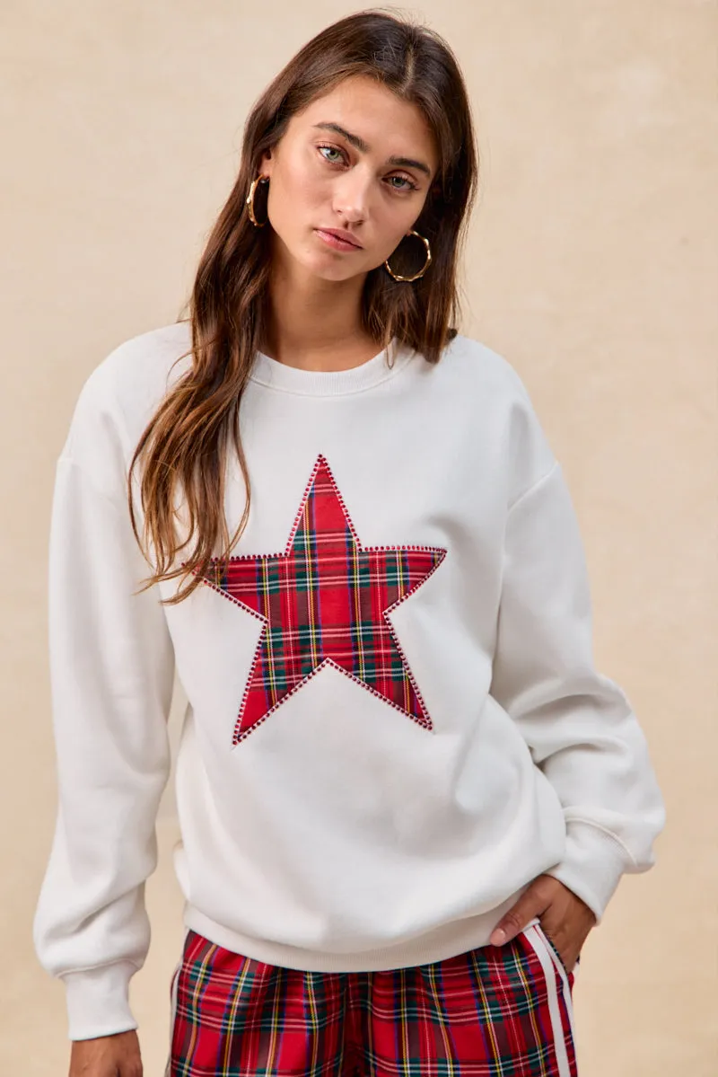 TearResistantFabric IT1508S-70 | BRUSHED TERRY CHRISTMAS PLAID STAR PATCH TOP
