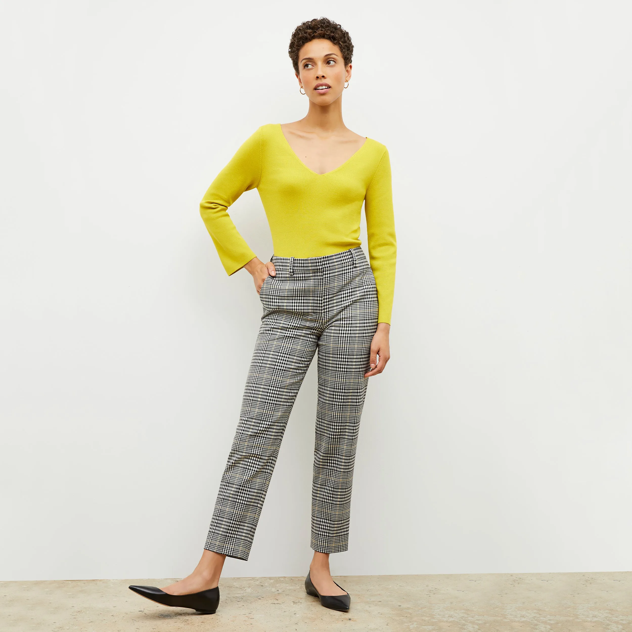 Kara Top - 365Knit :: Chartreuse Stretch Knit Fabric High Neckline