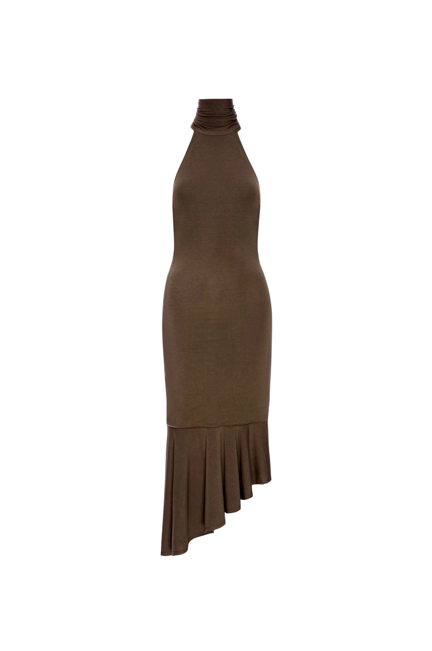 KARINA DRESS - OLIVE Weighted Hem Design Thermal Insulation