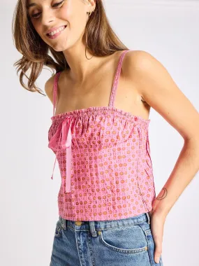 LowMaintenance Fabric Keira Top in Carmine Dot