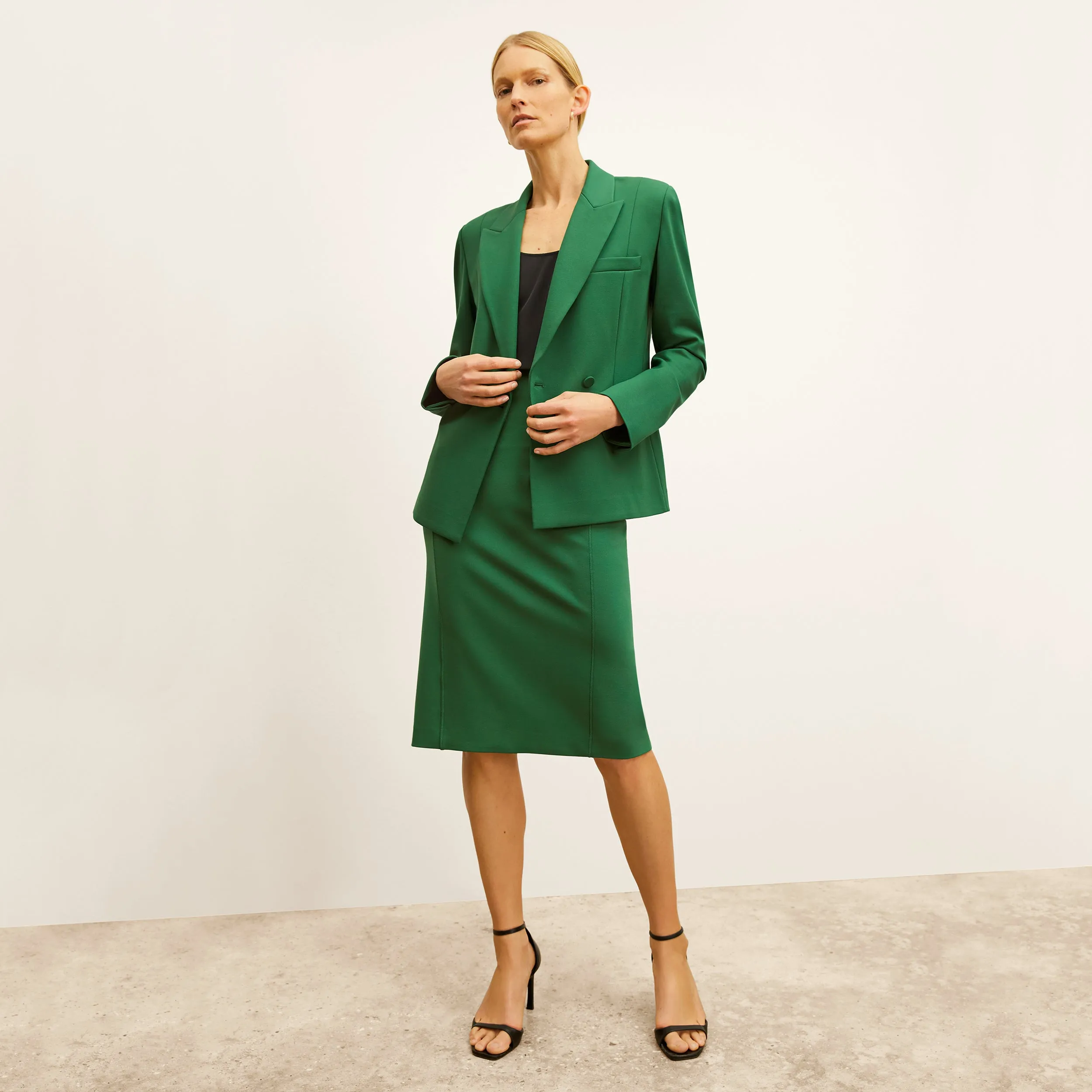 Kenny Blazer - Butter Ponte :: Shamrock Mesh Panel Details