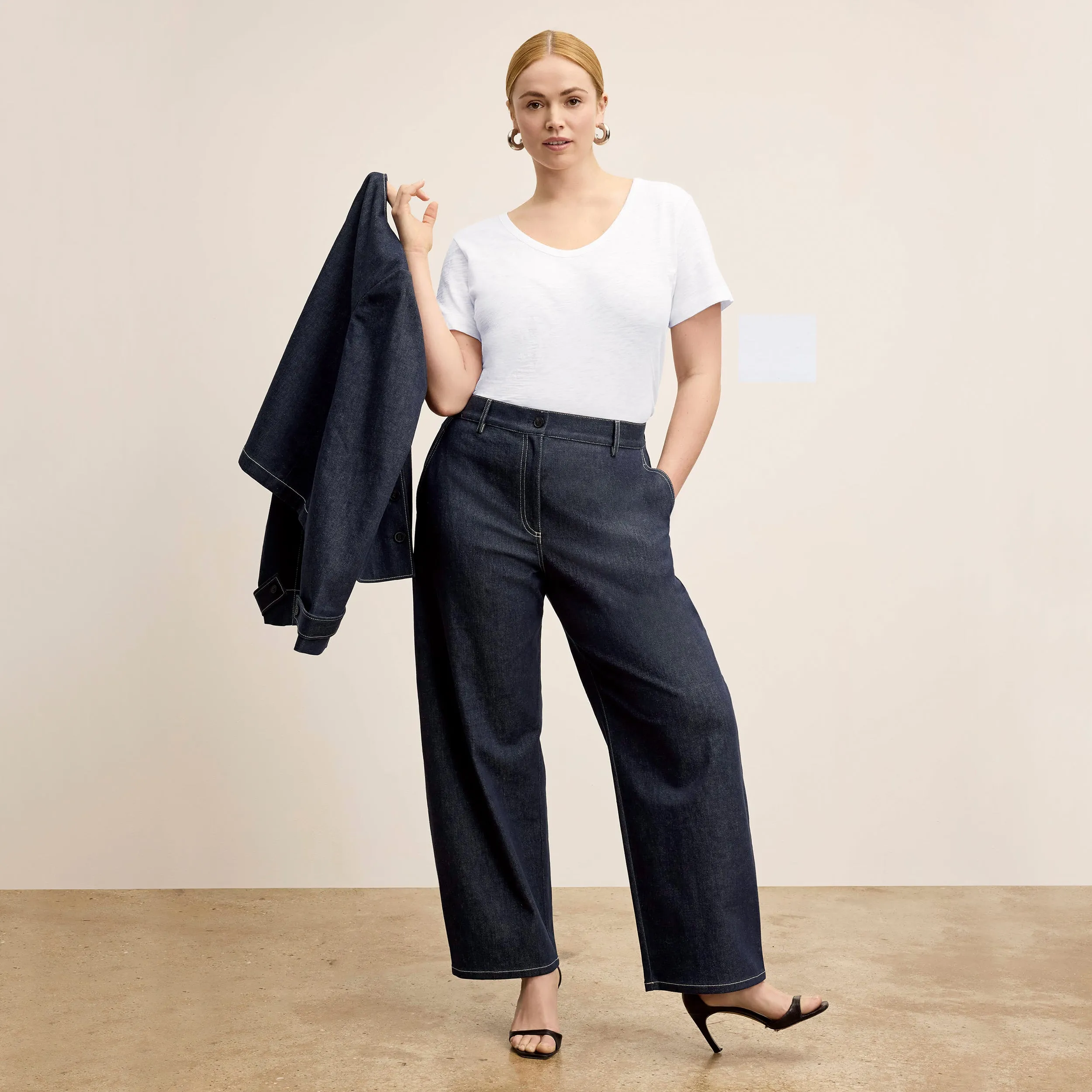 Kenya T-Shirt - Organic Cotton Slub :: White Layered Neckline Details ZeroWastePattern