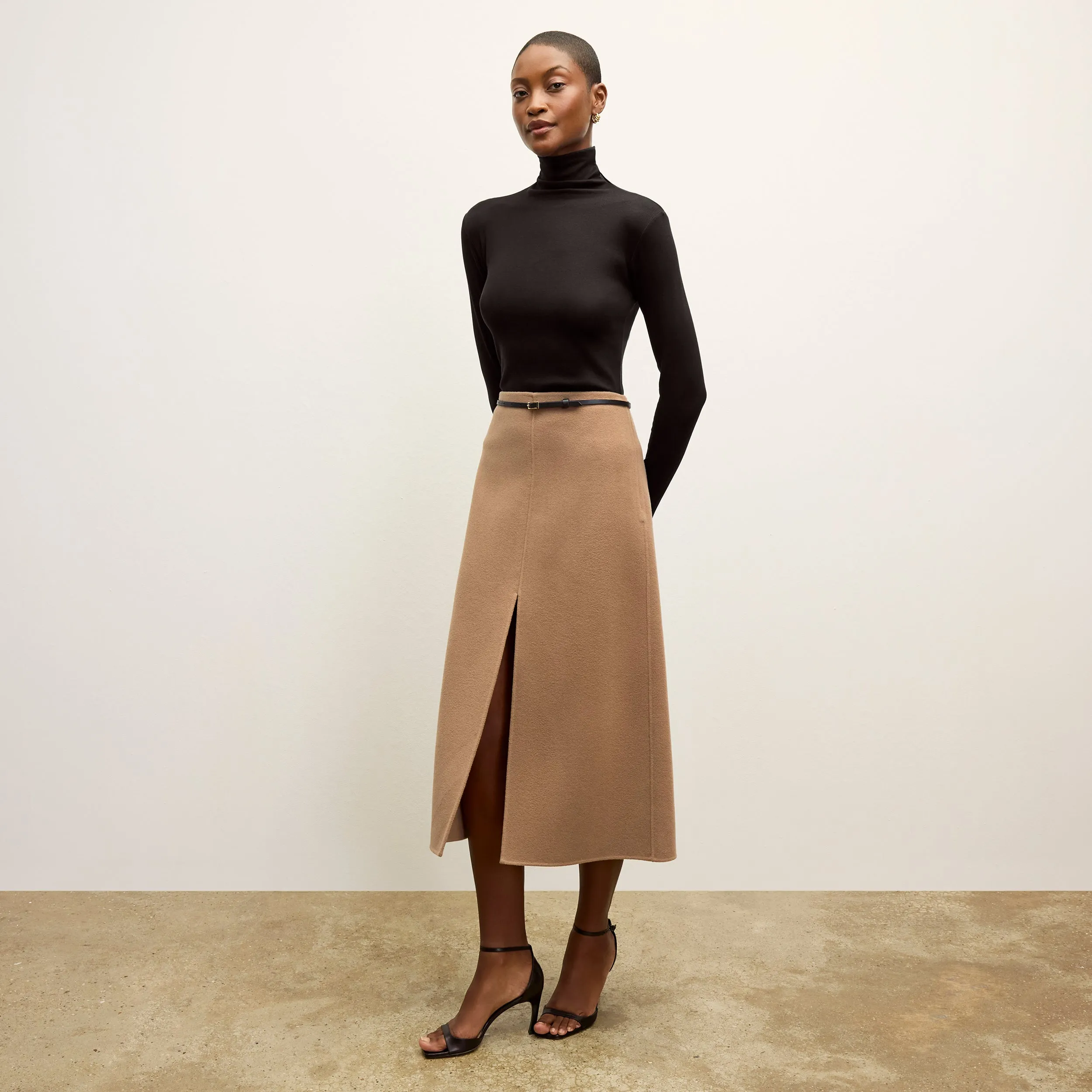 Kerri Skirt - Double-Face Wool :: Camel Compact Thermal Insulation