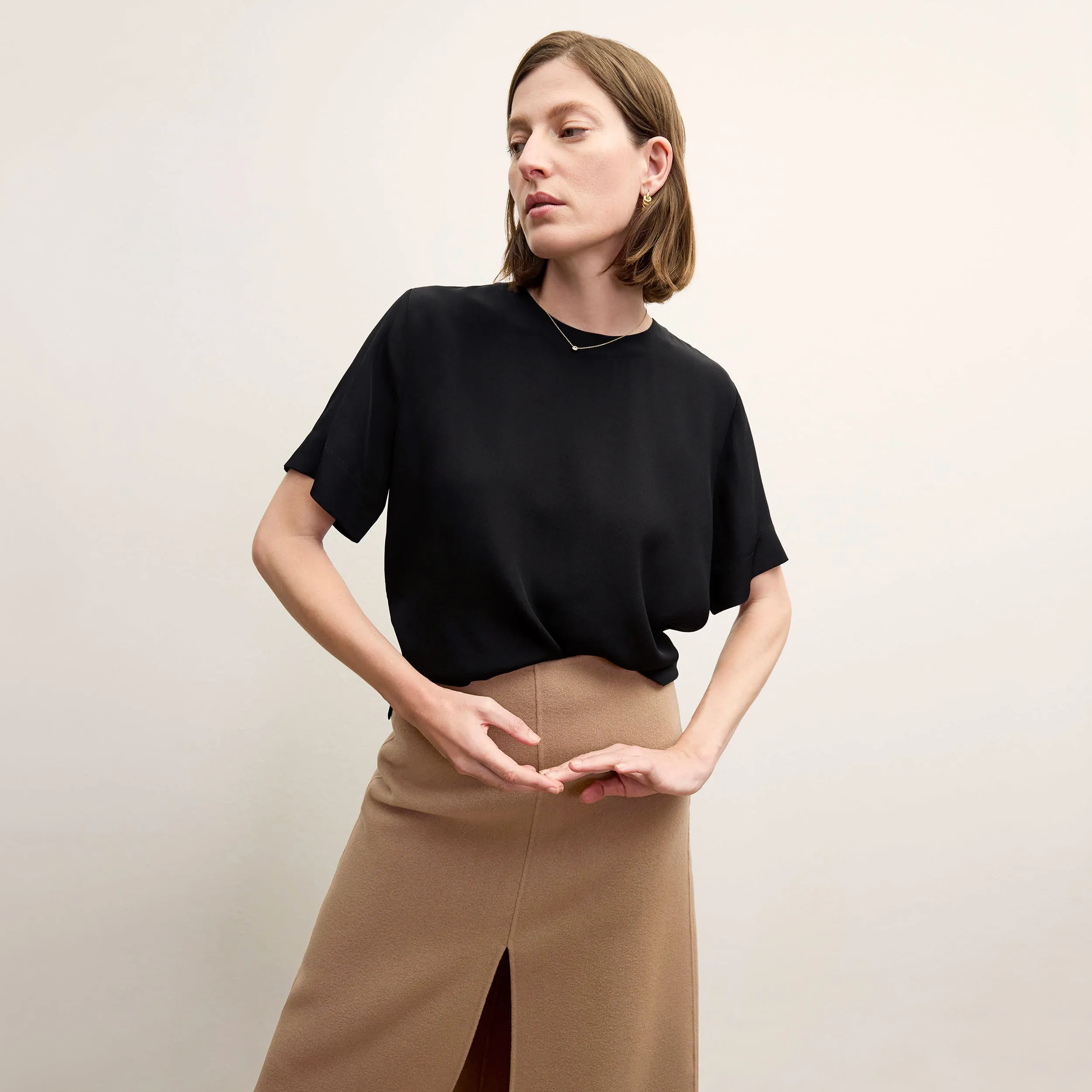 Kerri Skirt - Double-Face Wool :: Camel EcoFriendly Material