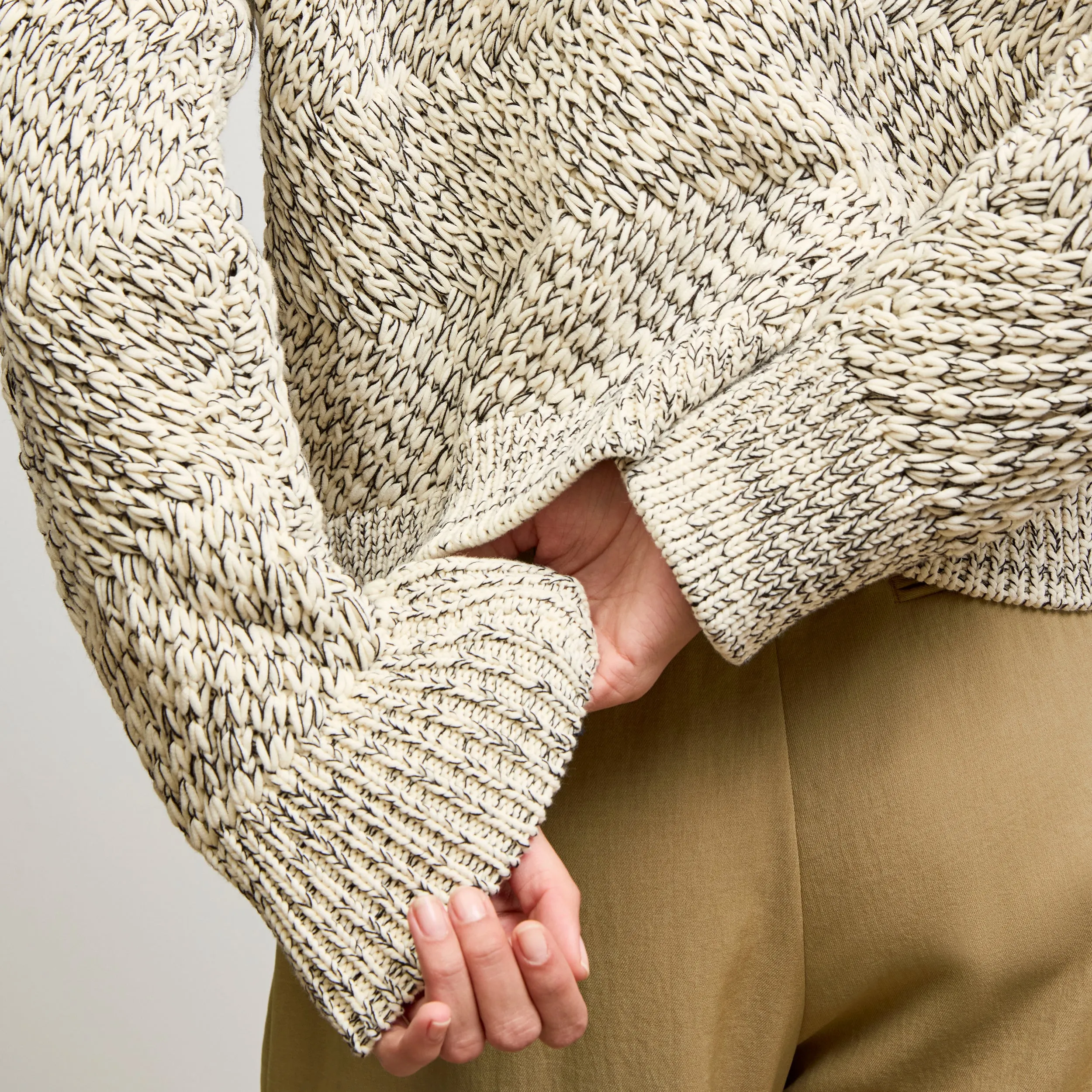 Kiki Crewneck Sweater - Marl Knit :: Ivory/Black All Day Comfort