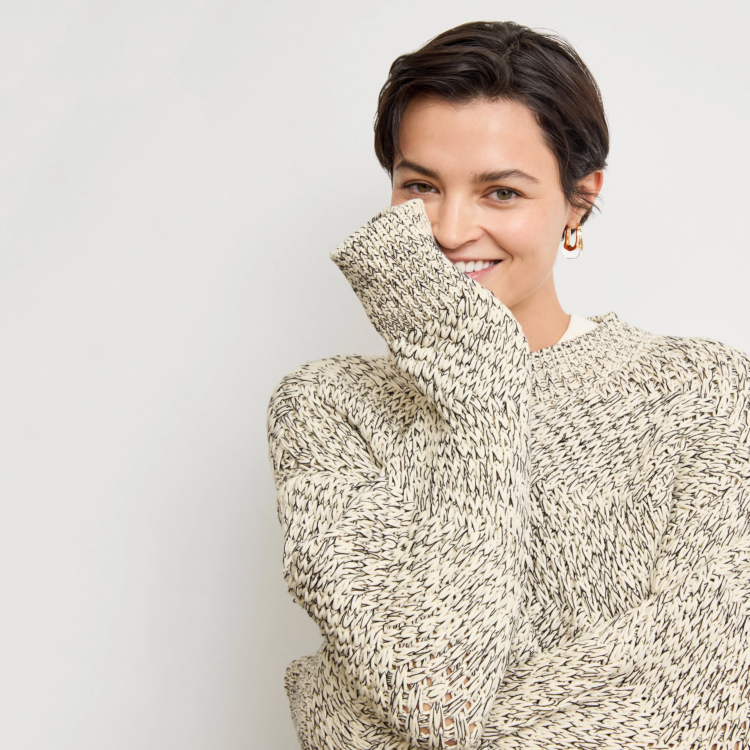 Unlined Design Kiki Crewneck Sweater - Marl Knit :: Ivory/Black