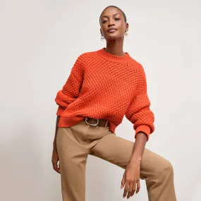 Subtle Elegance Layered Cable Pattern Kiki Crewneck Sweater :: Valencia