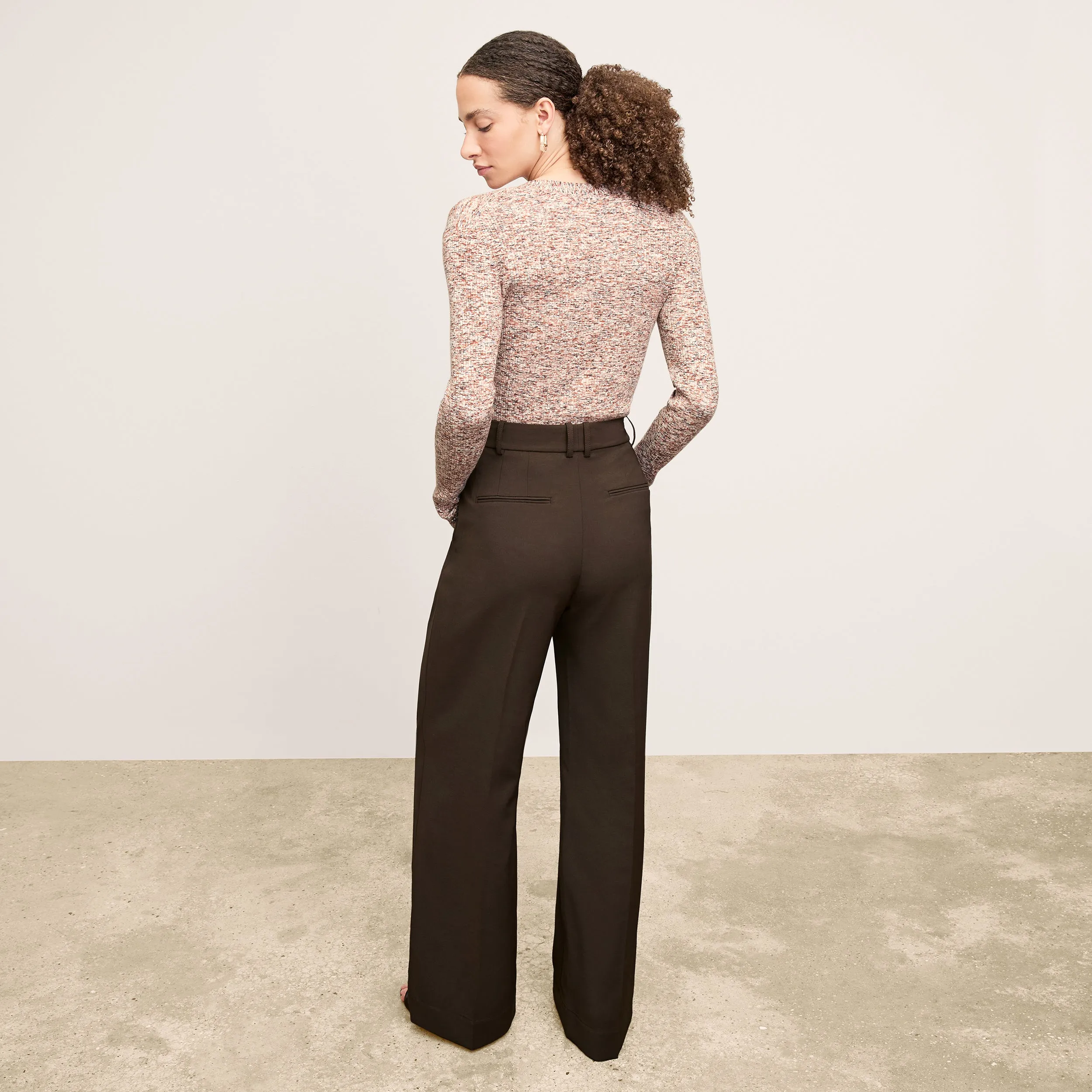 Kiko Cardigan - Space Dye Rib Knit :: Brown Multi Chic Style FlexibleNeckline