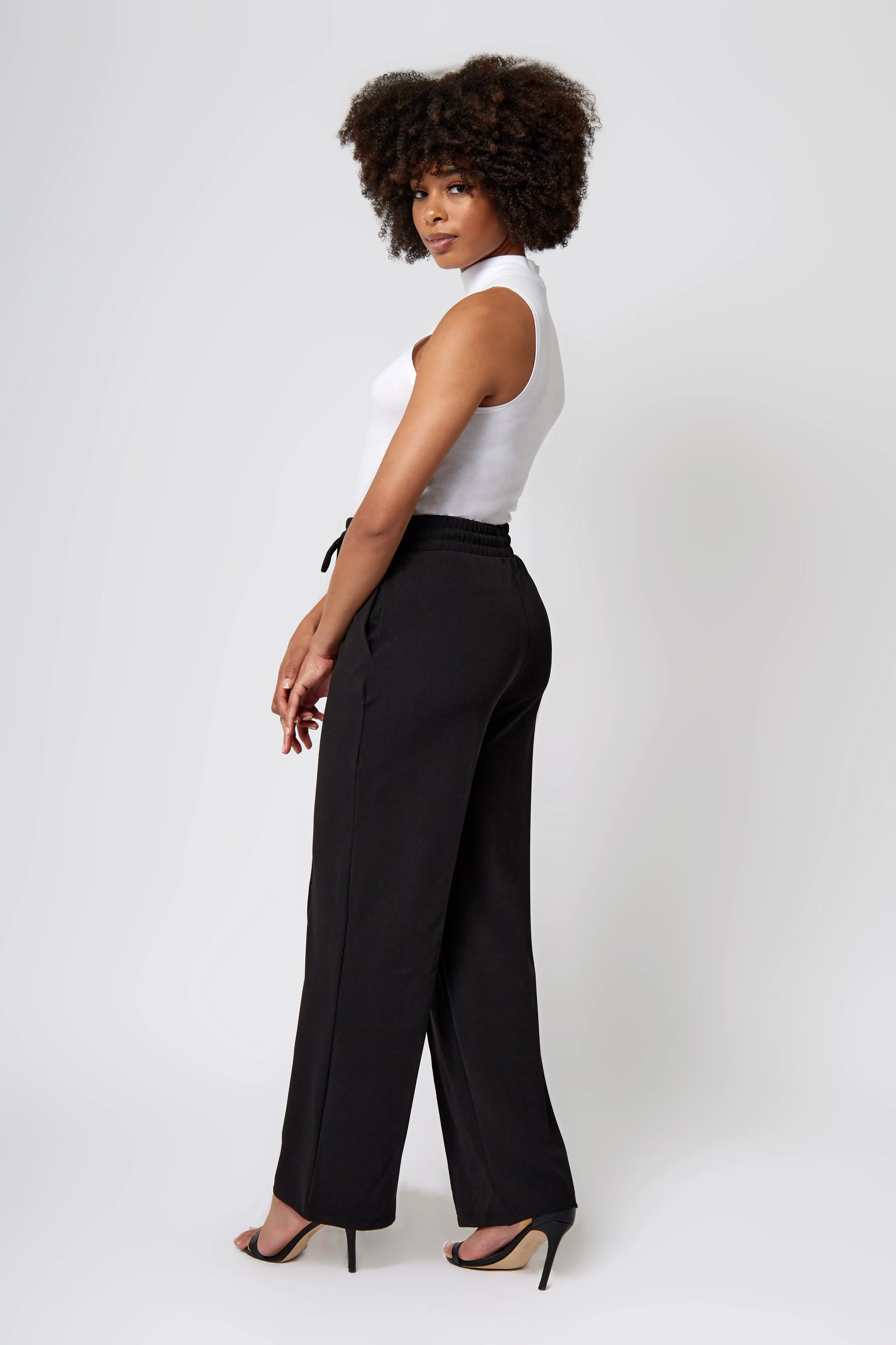 Cozy Fit Knit Crepe Pull on Drawstring Pants