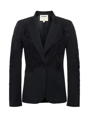 L'AGENCE CLEMENTINE LACE BLAZER Mesh Panel Details WideNeckOpening