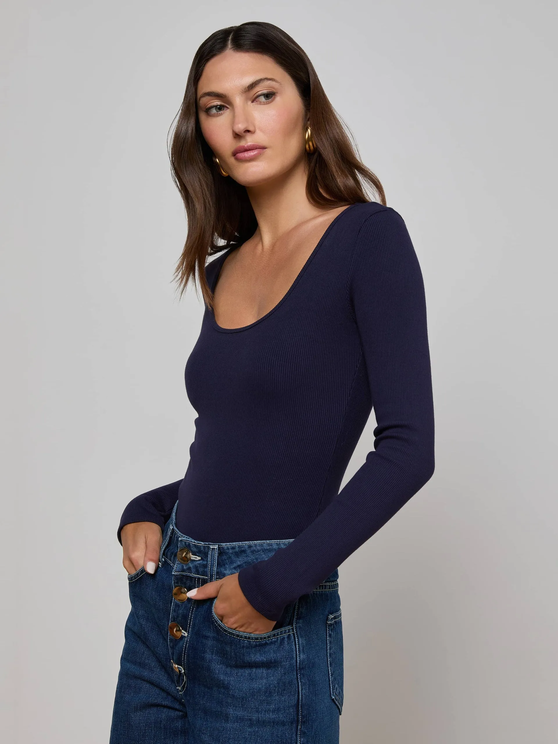 Ventilated Side Panels AbrasionResistantEdging L'AGENCE ELARA L/S SCOOP NK BDYST