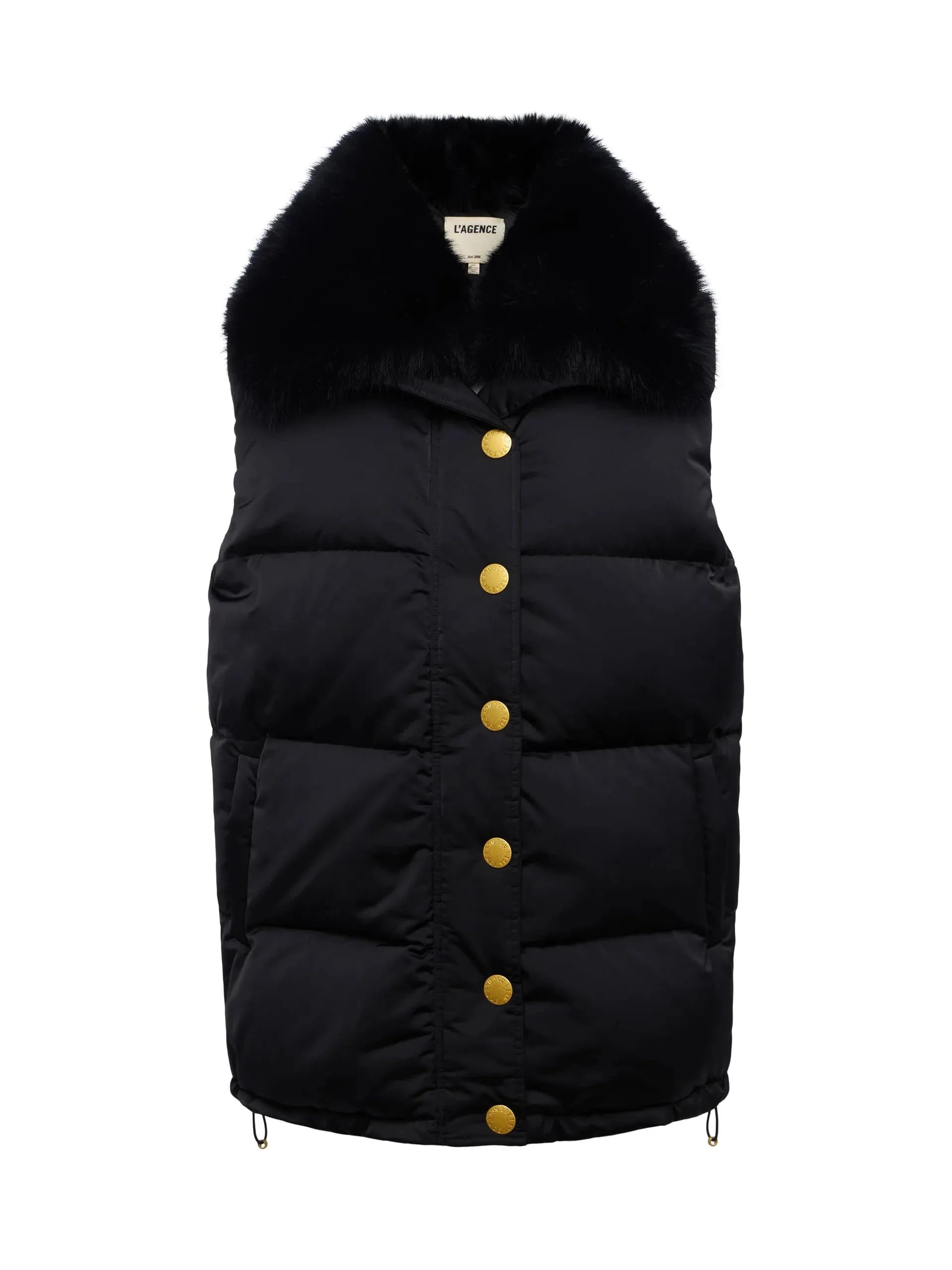 L'AGENCE NALO FAUX FUR PUFFER VEST WaterRepellent Coating