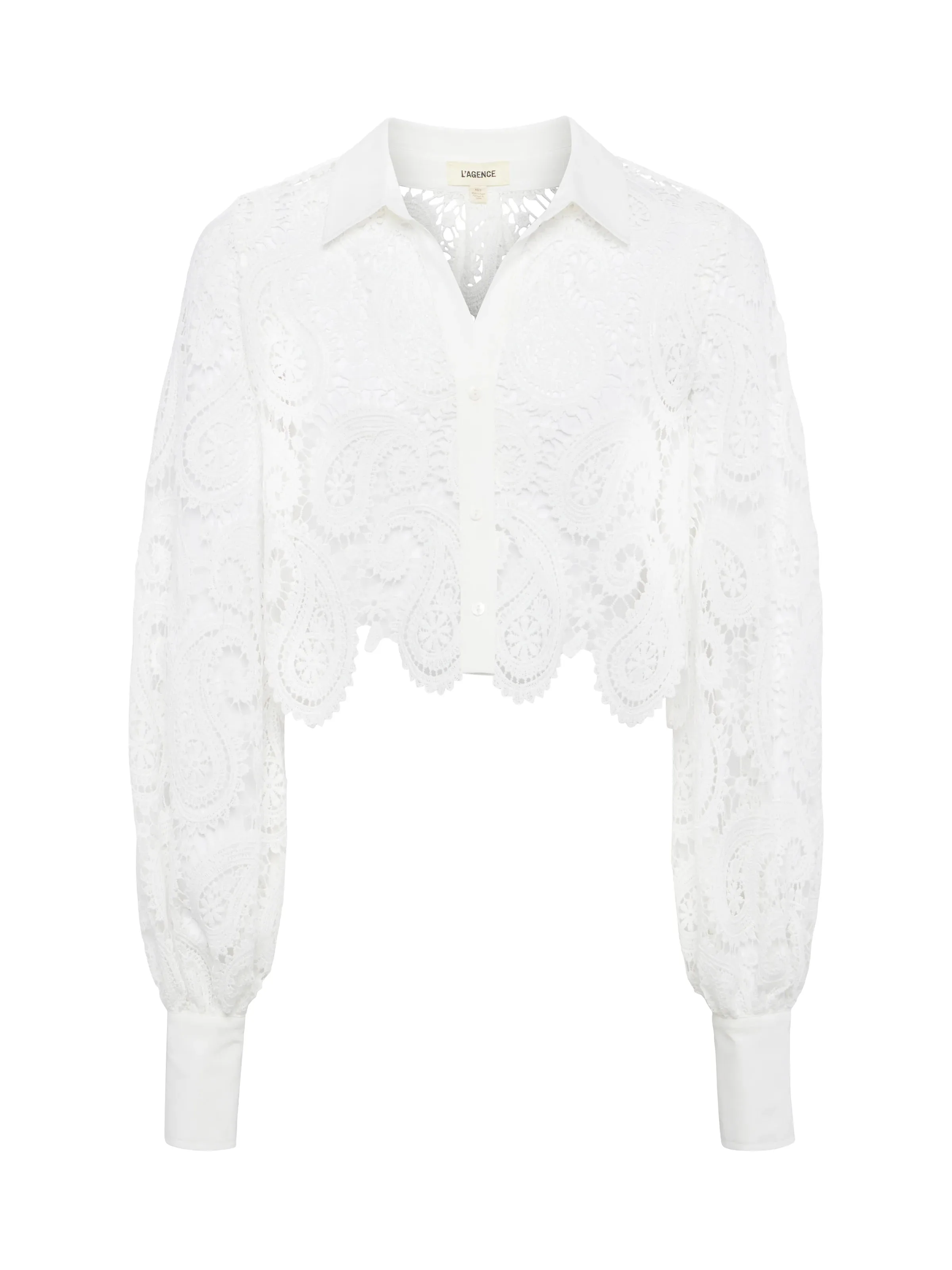 WrinkleResistant Fabric L'AGENCE ODELIA CROP BUTTONDOWN
