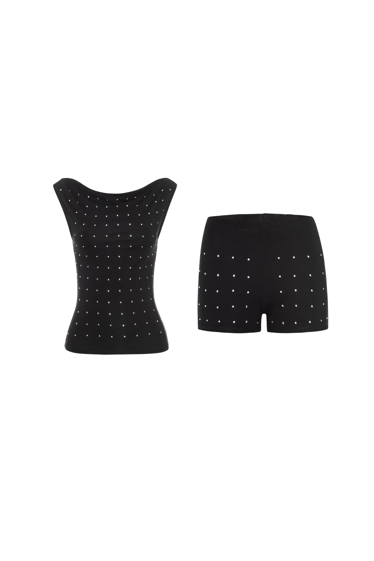 LANI TOP   BOOTY SHORT - BLACK RHINESTONE Vintage Pullover Quick Access Pockets