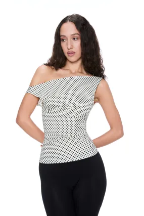 LANI TOP - BUTTER POLKA DOT Classic Cut Compact Jacquard Weave