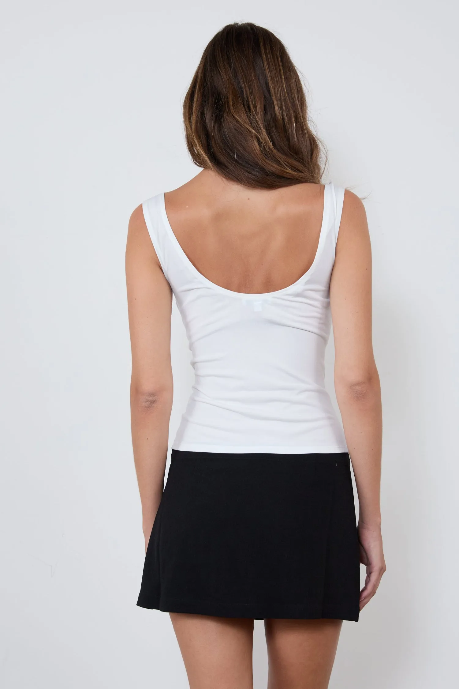 LANI TOP - WHITE Contrast Stitch Accent