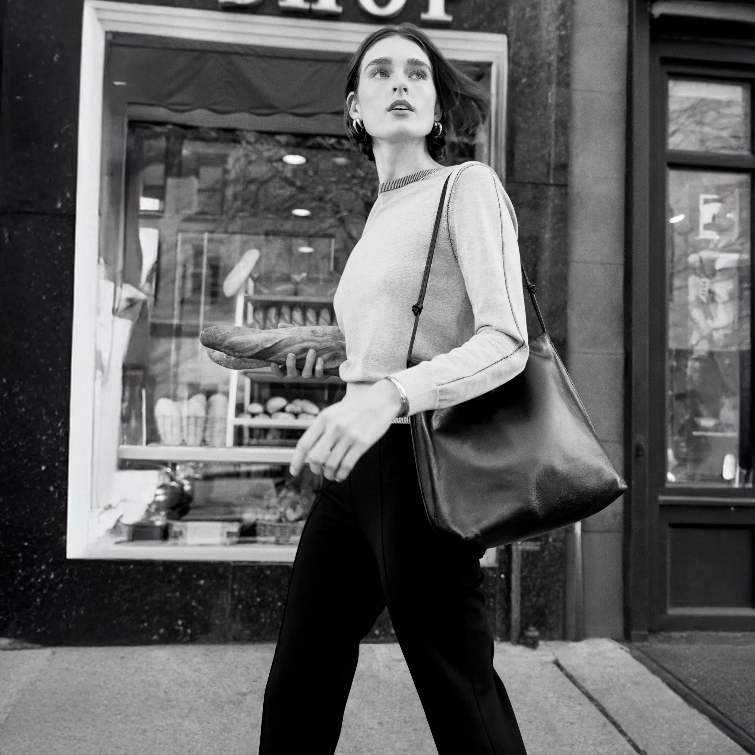 Larissa Pointelle Sweater - Cotton Silk Knit :: Light Gray/Black Gentle Fit