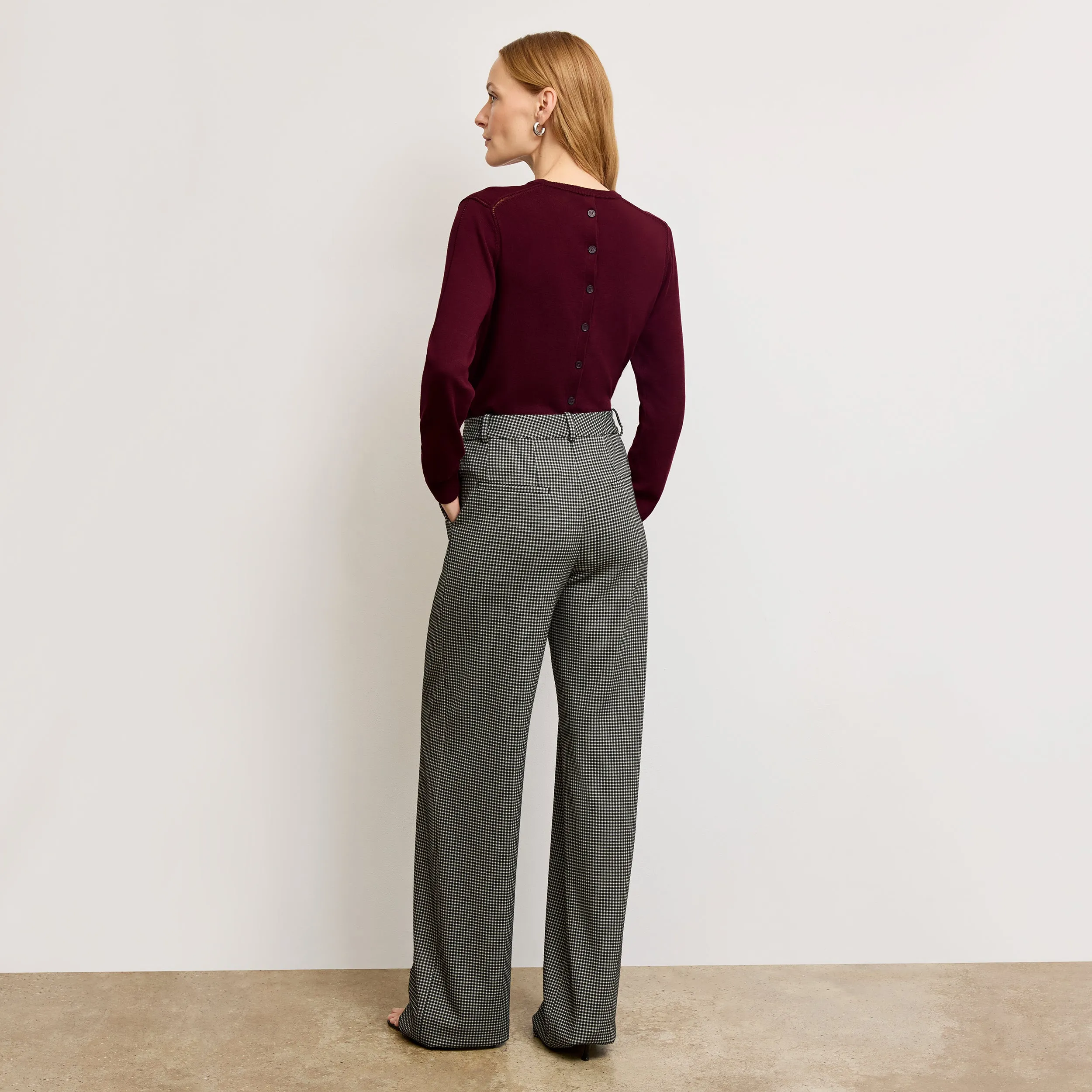 Larissa Pointelle Sweater - Cotton Silk Knit :: Syrah Comfy Style