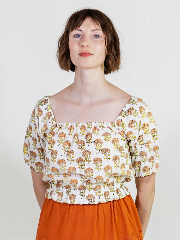 RecycledPolyester Reinforced Buttonholes Lainey Top - Marigold