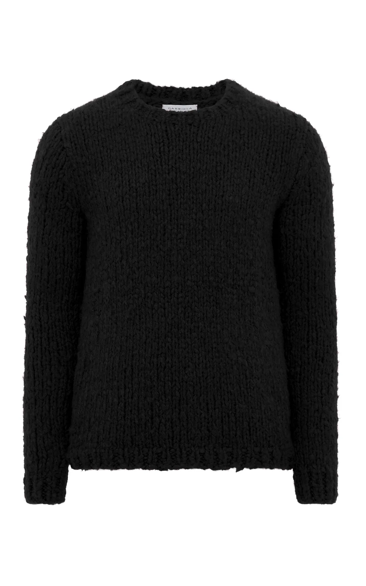 Flexible Seam Structure Ribbed Edging Lawrence Knit Sweater in Black Welfat Cashmere