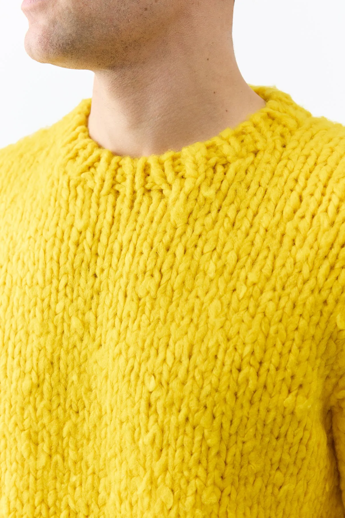 Lawrence Knit Sweater in Cadmium Yellow Welfat Cashmere Hypoallergenic Textile