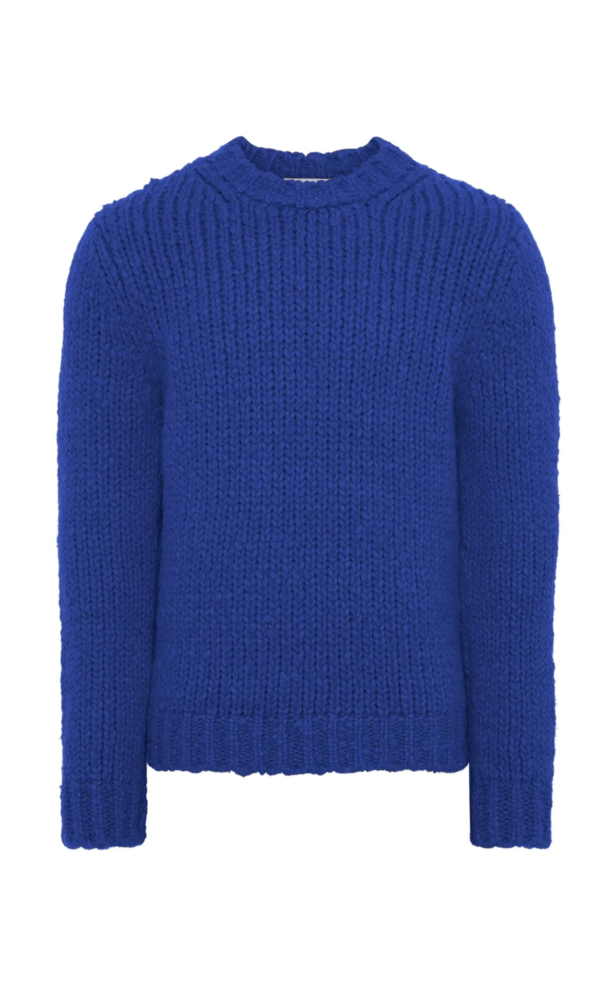 Lawrence Knit Sweater in Cobalt Welfat Cashmere Diagonal Pocket Placement