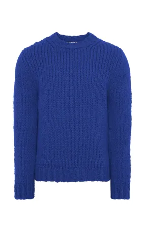 Lawrence Knit Sweater in Cobalt Welfat Cashmere Diagonal Pocket Placement