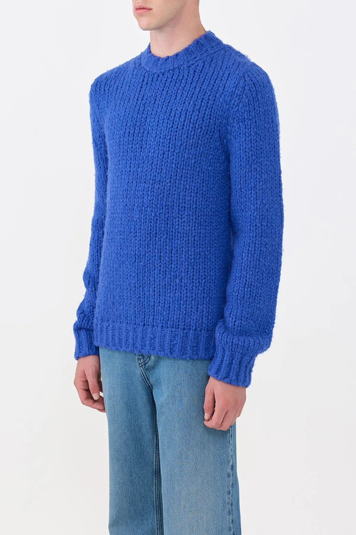 Lawrence Knit Sweater in Cobalt Welfat Cashmere SoftTouch Material