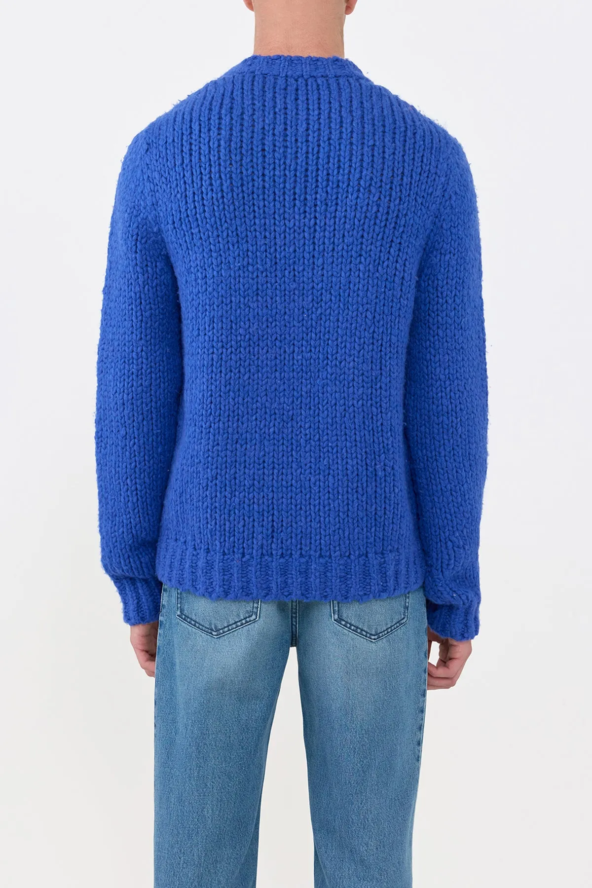 Seasonless Style Tencel Blend Material Lawrence Knit Sweater in Cobalt Welfat Cashmere