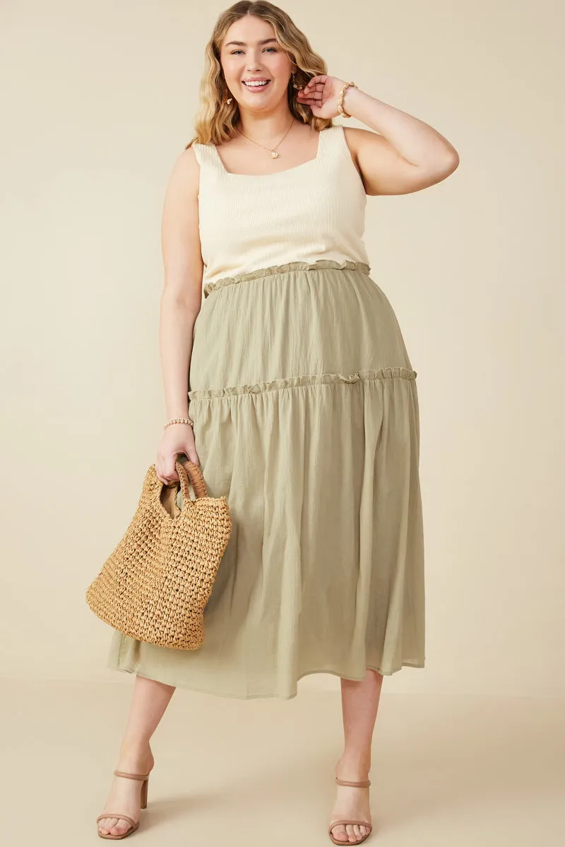 Mix Media Ribbed Knit Square Neck Tank Dress Stylish Pick