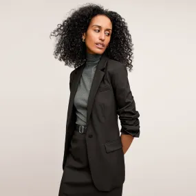 Yiyan Classic Blazer - Wool Twill :: Black DoubleStitching Zipper Closure