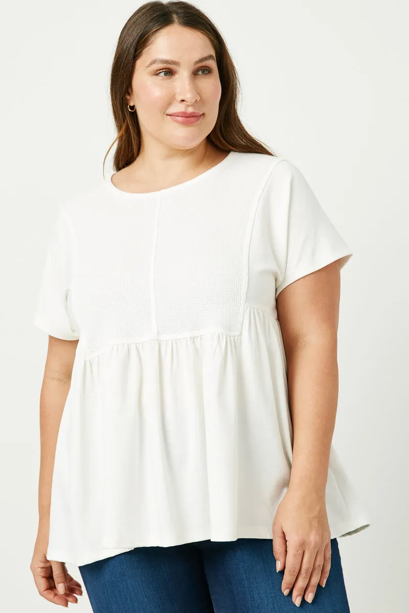 Simple Cut Seam Detailed Waffle Panel Top