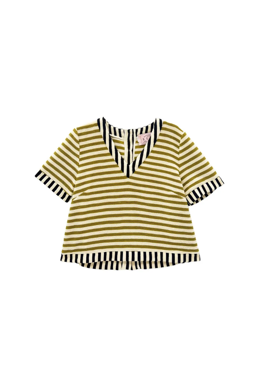 The Onasis Top - Moss & Black Striped Terry Seamless Knit Design