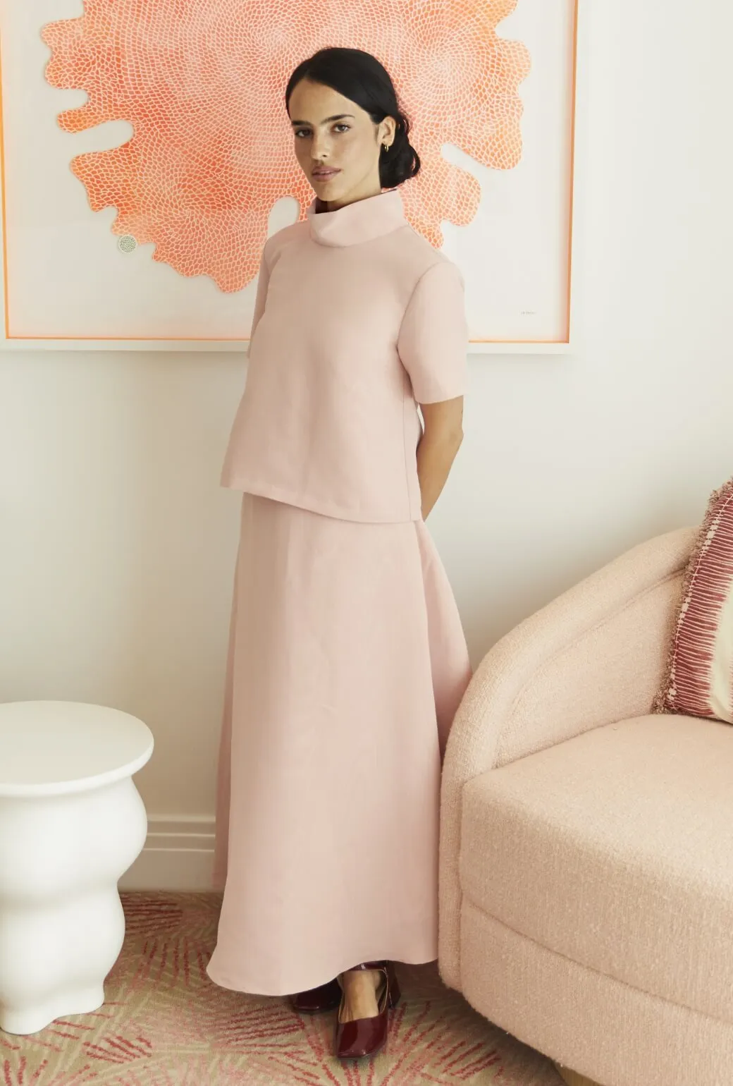 The Laura Skirt - Ballet Pink Moir?? Clean Cut