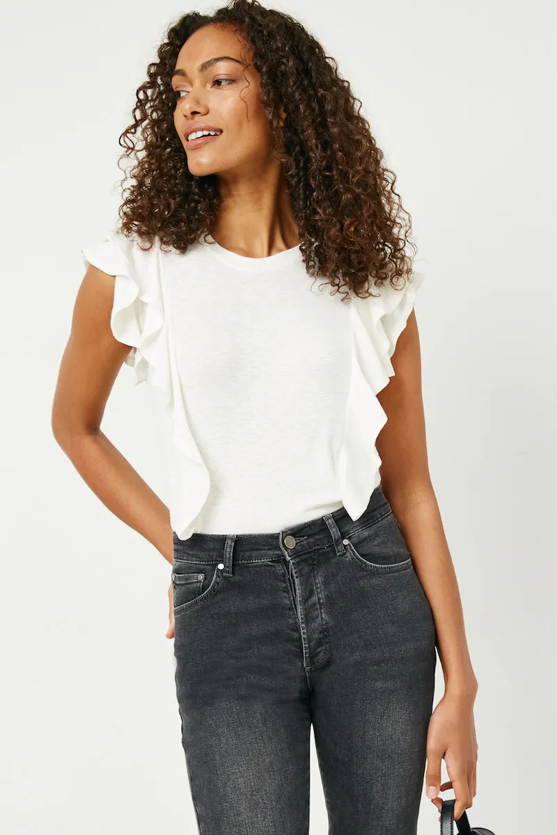 Layered Ruffle Rib Knit Top Soft touch finish