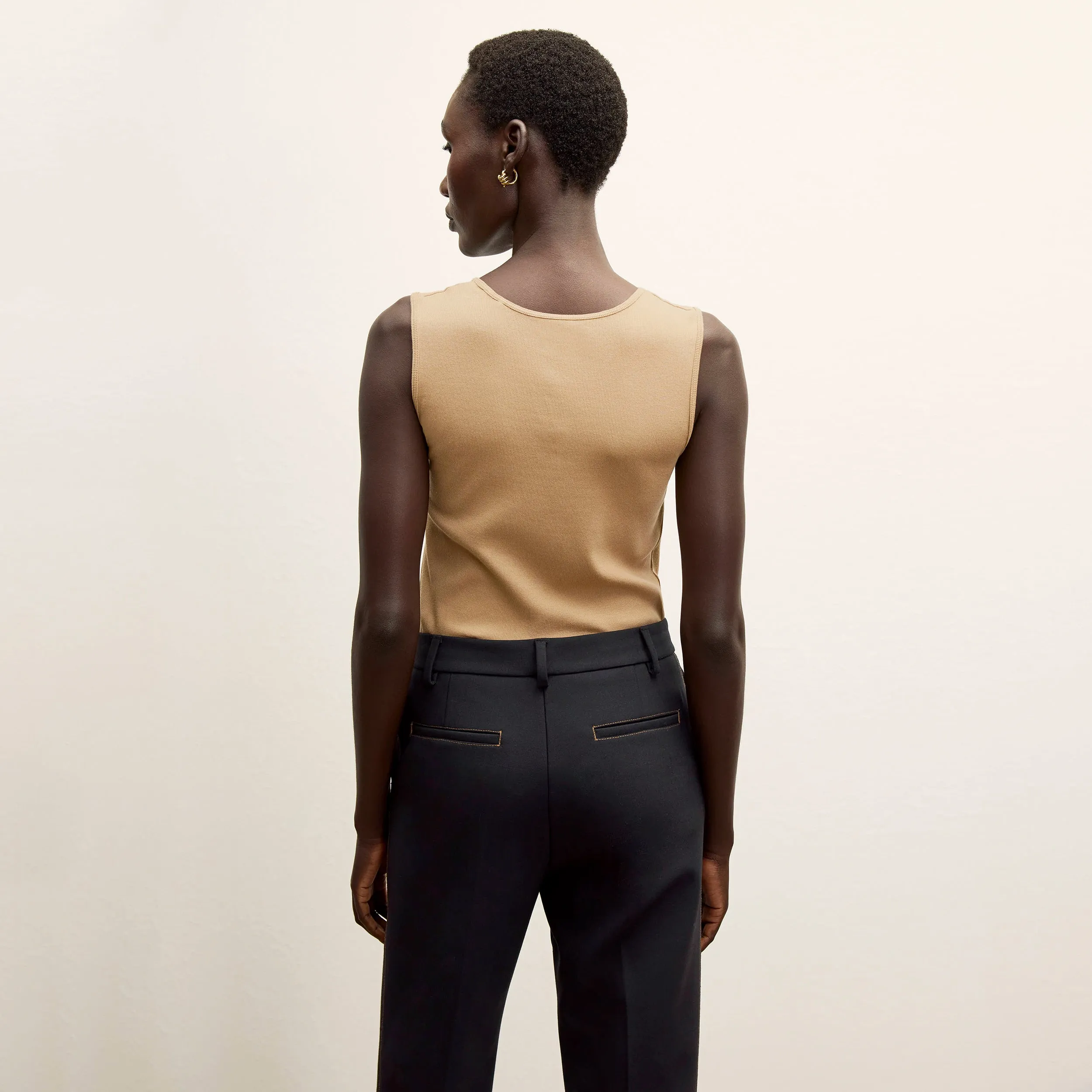 Paige Tank - Ribbed Pima Cotton :: Camel BondedSeams