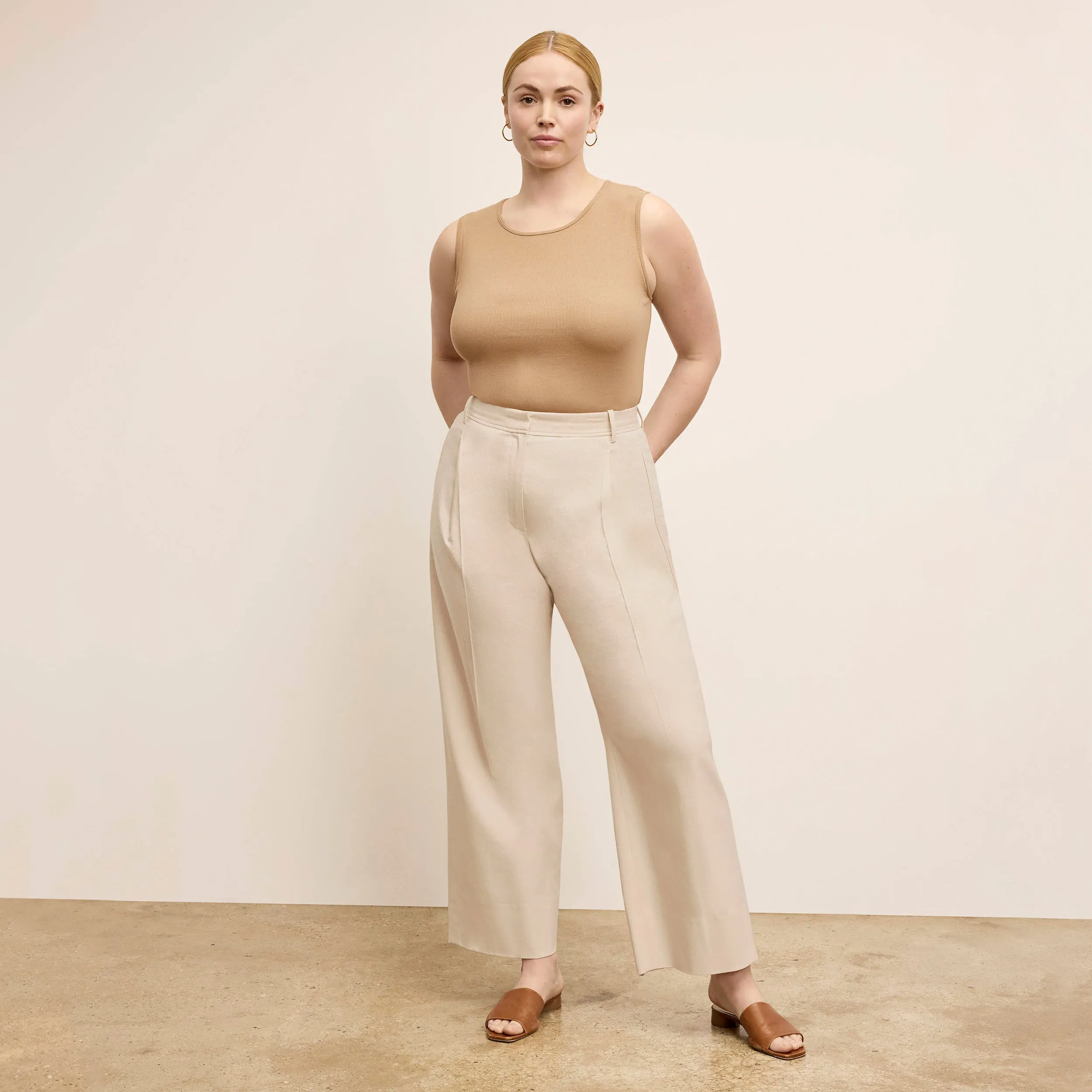 Paige Tank - Ribbed Pima Cotton :: Camel Durable Fiber Blend Brushed Inner Layer