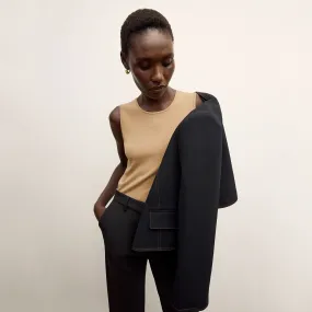 Paige Tank - Ribbed Pima Cotton :: Camel RecycledPolyesterBlend AdjustableCuffs