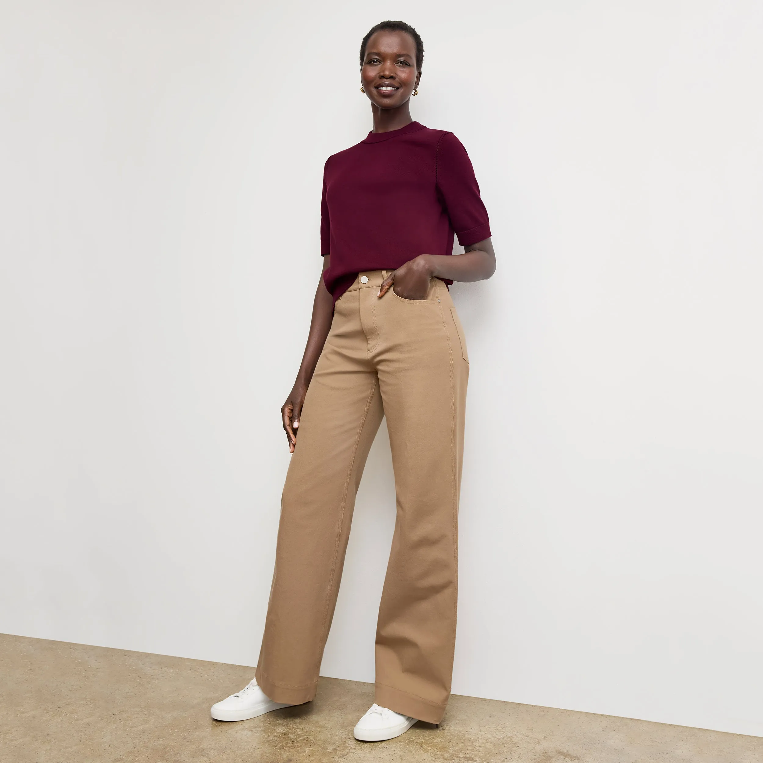 Becca Pointelle Tee - Cotton Silk Knit :: Syrah QuickPackFoldableDesign