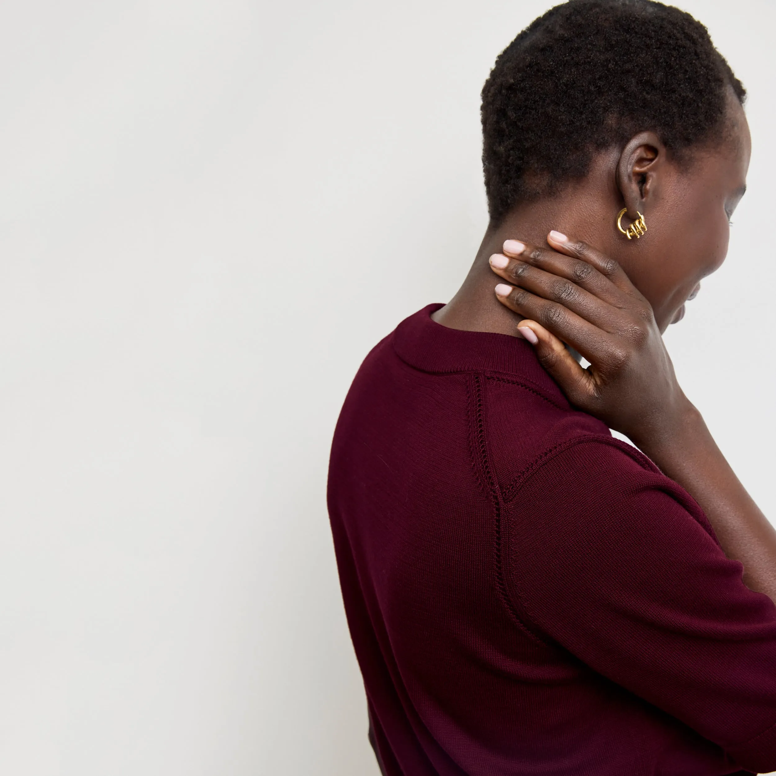 YarnDye Technique Becca Pointelle Tee - Cotton Silk Knit :: Syrah