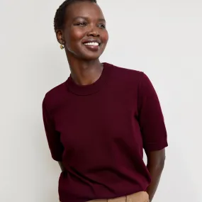 Becca Pointelle Tee - Cotton Silk Knit :: Syrah SeamlessKnitConstruction Earthy Tone Colorways