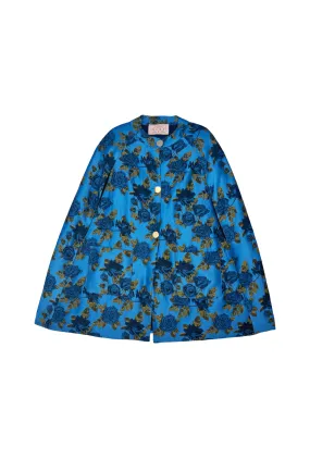 Le Cape - Blue Rose Jacquard Loose Sweater WideNeckline