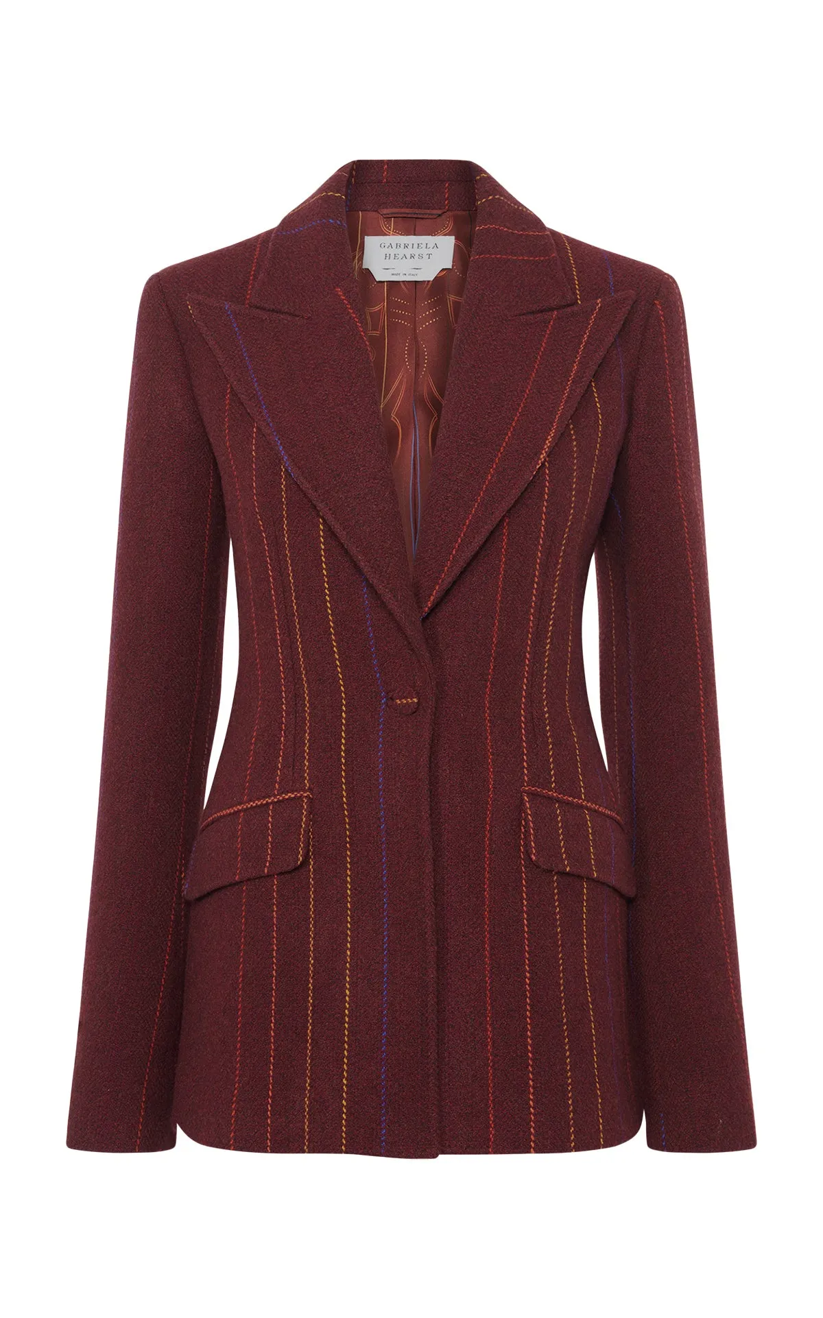 ClassicCrewNeck Leiva Blazer in Burnt Sienna Multi Pinstripe Wool Cashmere