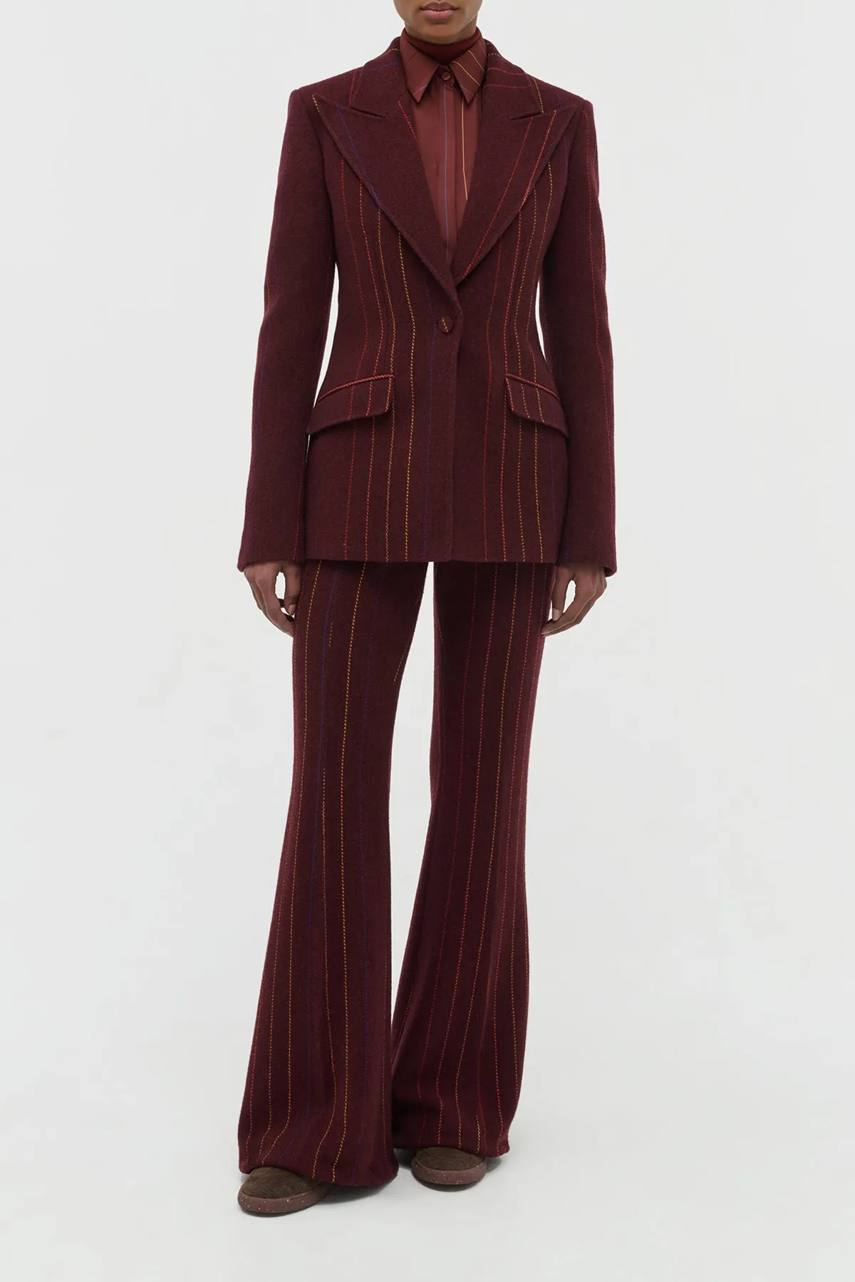 Leiva Blazer in Burnt Sienna Multi Pinstripe Wool Cashmere TailoredCut