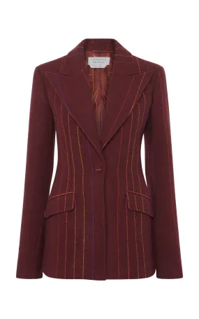 ClassicCrewNeck Leiva Blazer in Burnt Sienna Multi Pinstripe Wool Cashmere