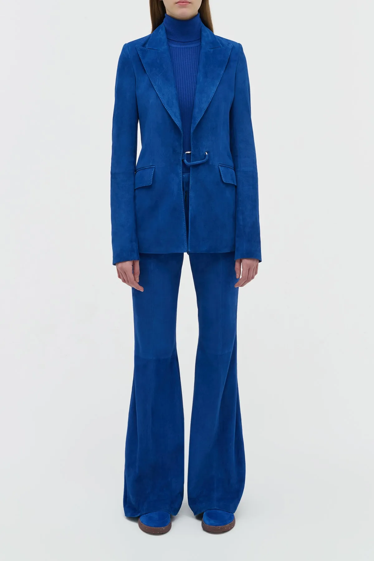 Light Deflection Fabric Leiva Blazer in Cobalt Suede