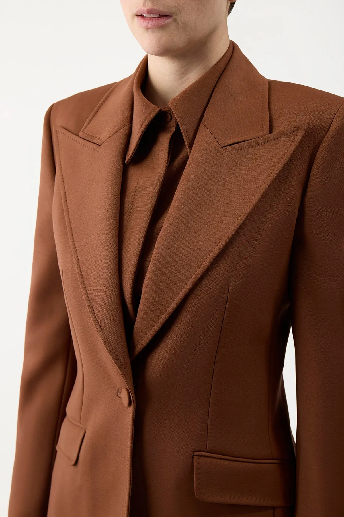 Leiva Blazer in Cognac Sportswear Wool Versatile Shirt