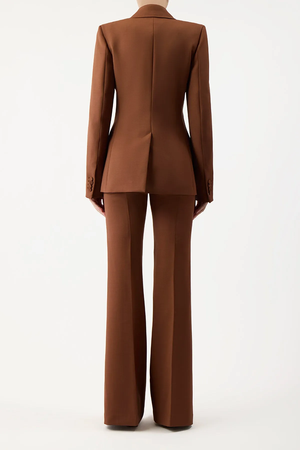 Zero Waste Production Label High Neckline Leiva Blazer in Cognac Sportswear Wool