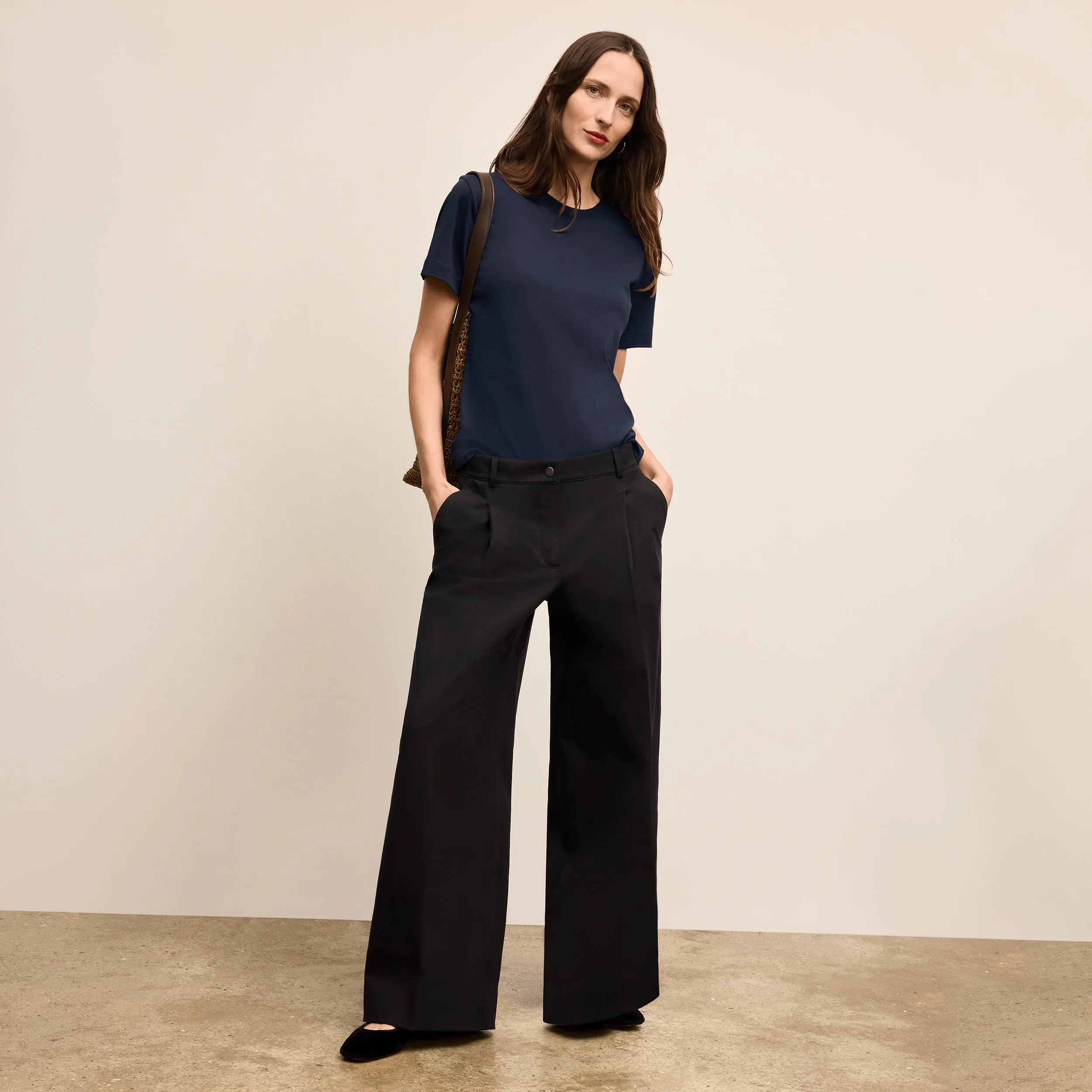 Stain Resistant Treatment Sporty Blouse Leslie Classic T-Shirt - Organic Pima Cotton :: Dark Navy