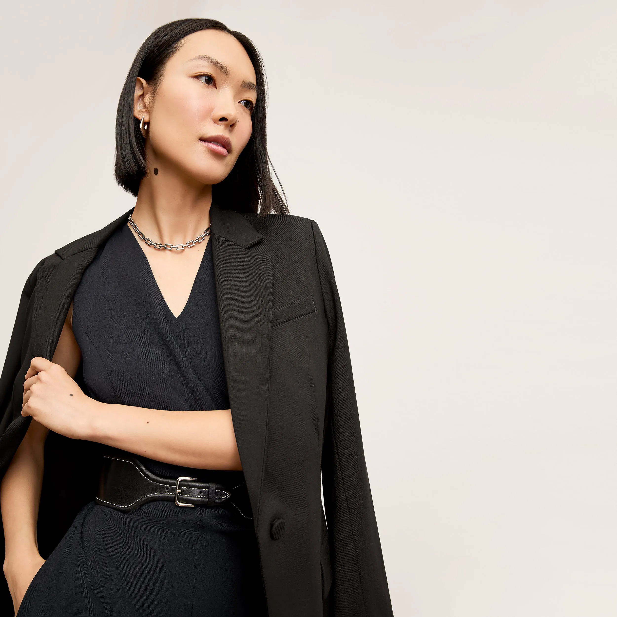 Jaycie Dress - Recycled WonderTex :: Black Double Needle Hemming